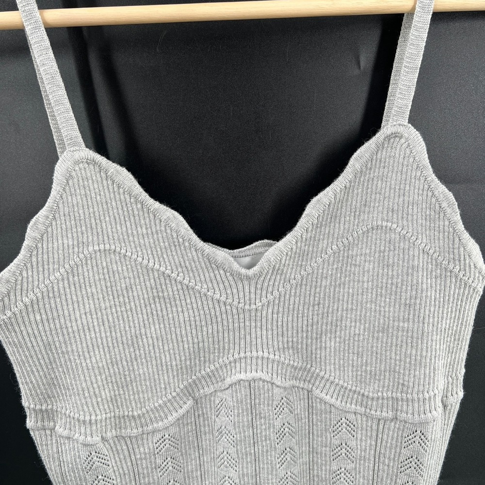 knit tank top feminine light gray y2k retro style boho crochet syle M Pink Rose - Picture 5 of 12